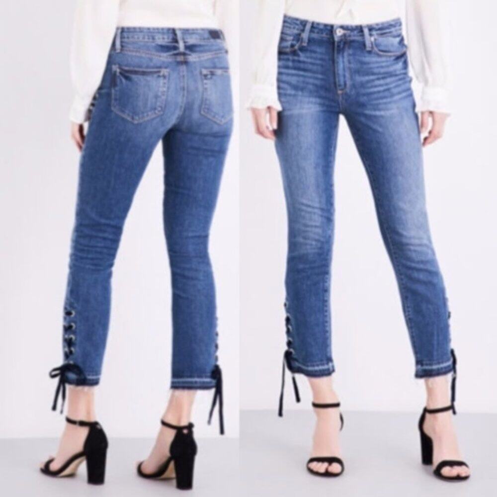Paige Jacqueline Straight Lace Up Hem Jeans